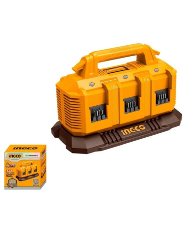 Caricabatterie Portatile 20V 4AH 6 Porte Ricarica Rapida Sicura Elettroutensili