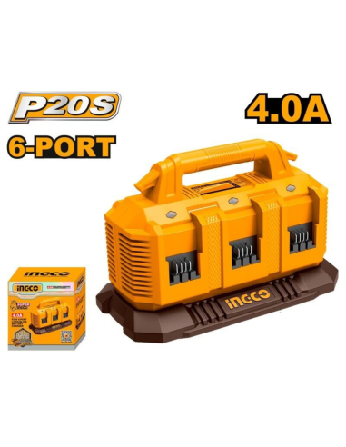 Caricabatterie Portatile 20V 4AH 6 Porte Ricarica Rapida Sicura Elettroutensili