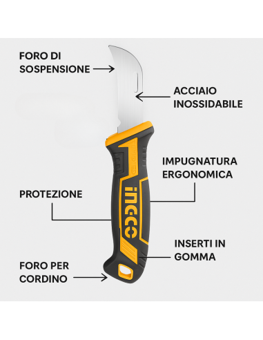 Coltello Spellafili 200mm Acciaio Inossidabile Lama Curva Lavori Elettrici  