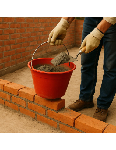 Calderina Secchio Muratore Plastica Rosso 12 L Diametro 34 cm Manico Metallo