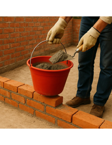 Calderina Secchio Muratore Plastica Rosso 12 L Diametro 34 cm Manico Metallo