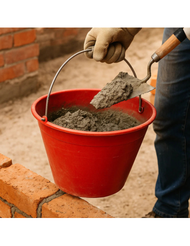 Calderina Secchio Muratore Plastica Rosso 12 L Diametro 34 cm Manico Metallo