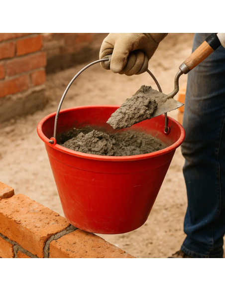 Calderina Secchio Muratore Plastica Rosso 12 L Diametro 34 cm Manico Metallo