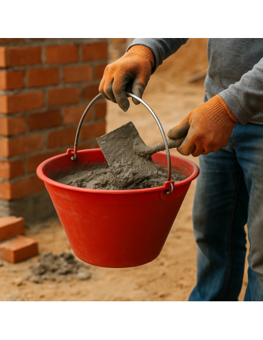 Calderina Secchio Muratore Plastica Rosso 12 L Diametro 34 cm Manico Metallo