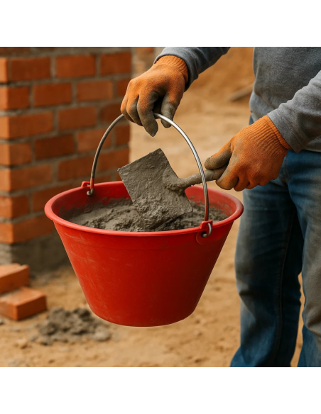 Calderina Secchio Muratore Plastica Rosso 12 L Diametro 34 cm Manico Metallo