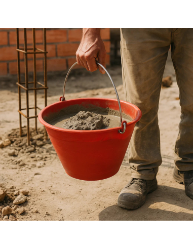 Calderina Secchio Muratore Plastica Rosso 12 L Diametro 34 cm Manico Metallo