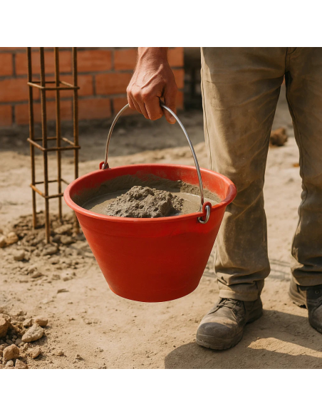 Calderina Secchio Muratore Plastica Rosso 12 L Diametro 34 cm Manico Metallo