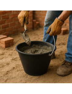 Calderina Secchio Muratore Plastica Nero 8 L Diametro 34 cm Manico Metallo 2