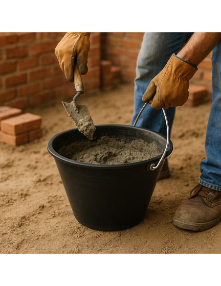Calderina Secchio Muratore Plastica Nero 8 L Diametro 34 cm Manico Metallo