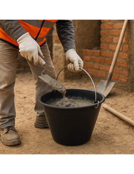 Calderina Secchio Muratore Plastica Nero 8 L Diametro 34 cm Manico Metallo