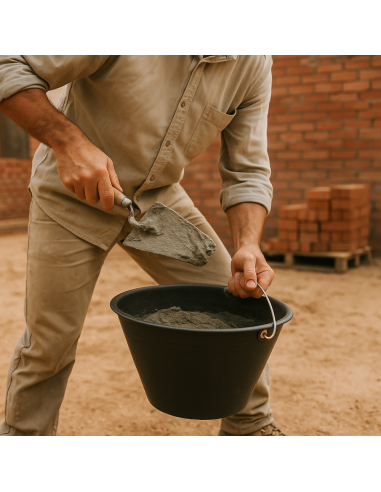 Calderina Secchio Muratore Plastica Nero 8 L Diametro 34 cm Manico Metallo