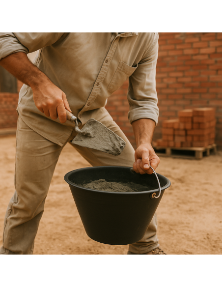 Calderina Secchio Muratore Plastica Nero 8 L Diametro 34 cm Manico Metallo