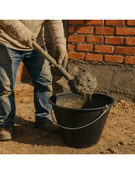 Calderina Secchio Muratore Plastica Nero 8 L Diametro 34 cm Manico Metallo