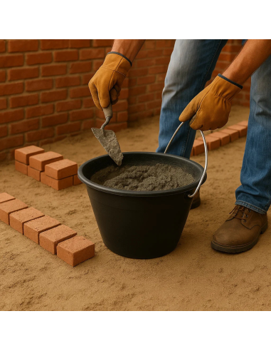 Calderina Secchio Muratore Plastica Nero 8 L Diametro 34 cm Manico Metallo