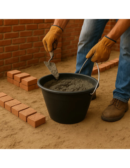 Calderina Secchio Muratore Plastica Nero 8 L Diametro 34 cm Manico Metallo