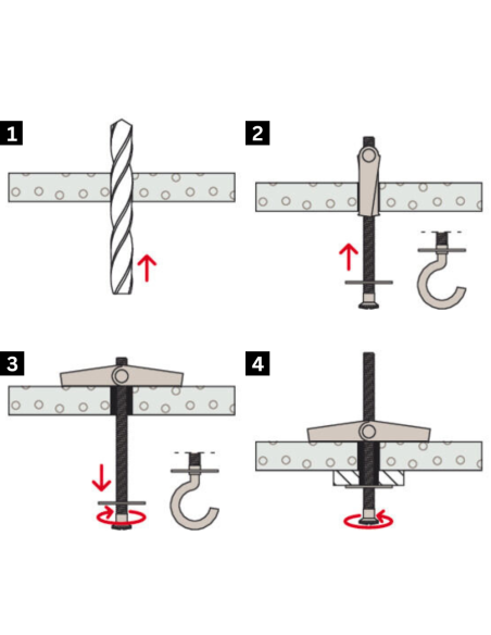 Fissaggio Ancora Vite Taglio Combinato Acciaio Zincato Cartongesso KD 4 Pezzi 25