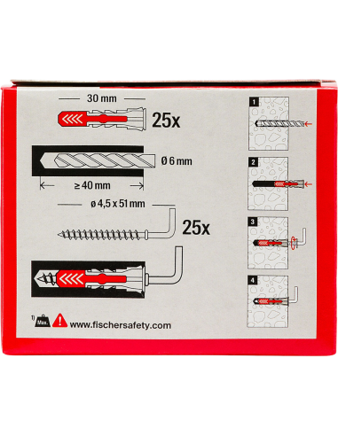 Tassello Universale Bi-Materiale Gancio Medio DuoPower 6/2 Fissaggi Sicuri 25 Pz