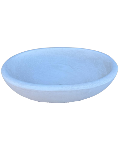 Pilozza Lavabo Ovale Cemento Calcestruzzo L.60xP.40xH.20 cm Bianca Serie Ostuni