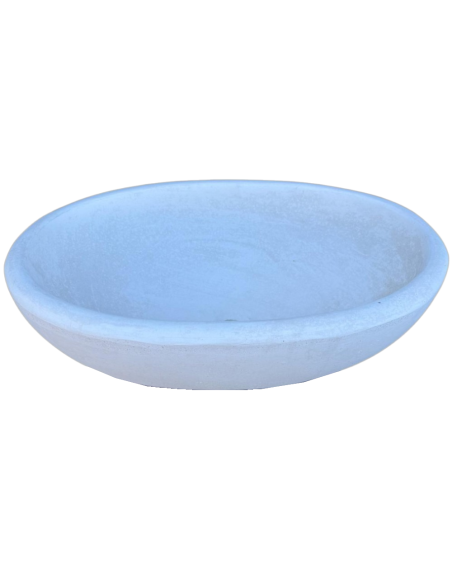 Pilozza Lavabo Ovale Cemento Calcestruzzo L.60xP.40xH.20 cm Bianca Serie Ostuni