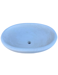Pilozza Lavabo Ovale Cemento Calcestruzzo L.60xP.40xH.20 cm Bianca Serie Ostuni 2