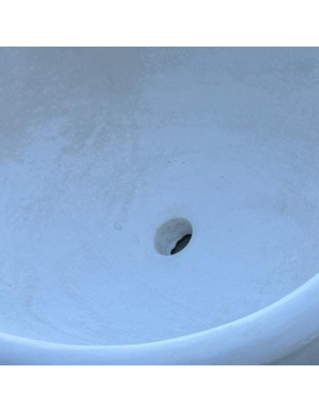 Pilozza Lavabo Ovale Cemento Calcestruzzo L.60xP.40xH.20 cm Bianca Serie Ostuni