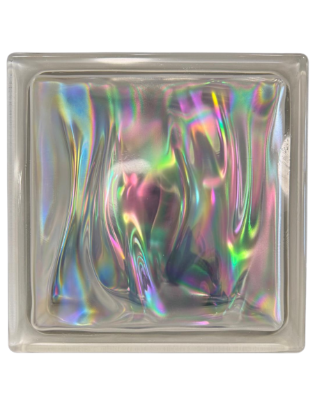 Vetromattone Ondulato Modello Agua Perlato 190 x 190 x 80 mm Confezione 6 Pezzi