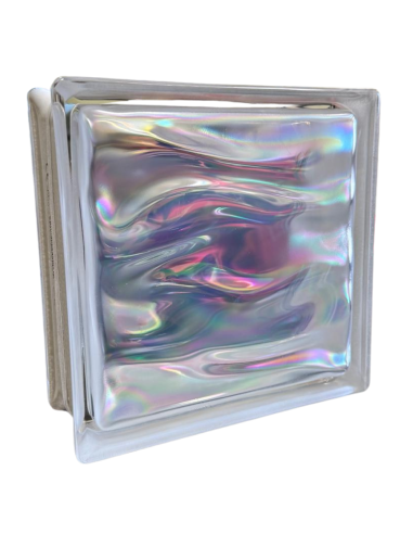 Vetromattone Ondulato Modello Agua Perlato 190 x 190 x 80 mm Confezione 6 Pezzi