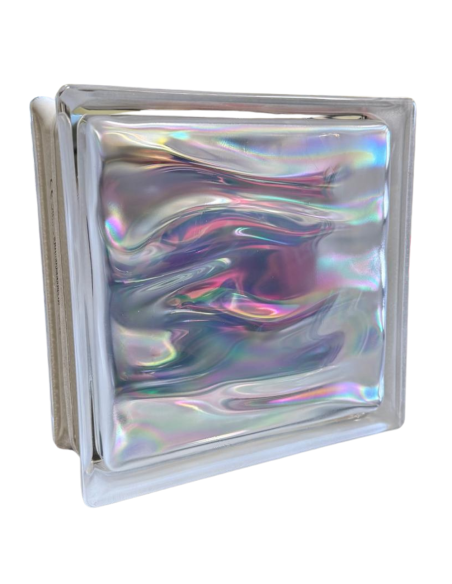 Vetromattone Ondulato Modello Agua Perlato 190 x 190 x 80 mm Confezione 6 Pezzi