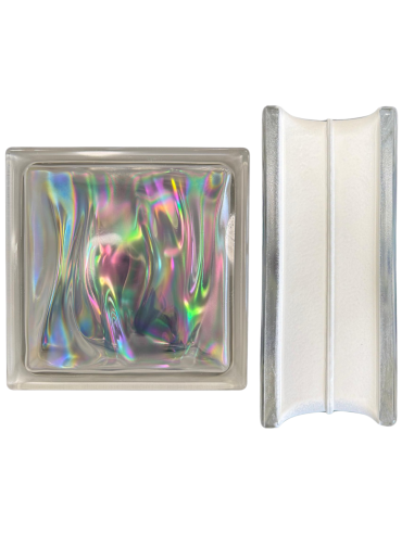 Vetromattone Ondulato Modello Agua Perlato 190 x 190 x 80 mm Confezione 6 Pezzi