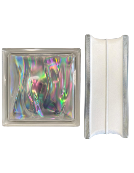 Vetromattone Ondulato Modello Agua Perlato 190 x 190 x 80 mm Confezione 6 Pezzi