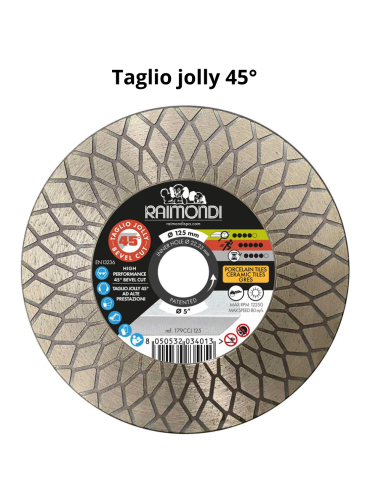 Disco Diamantato Diametro 125mm Taglio Jolly 45° F22,2mm Smussatura 