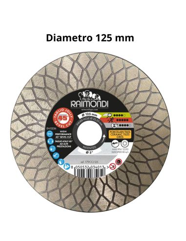 Disco Diamantato Diametro 125mm Taglio Jolly 45° F22,2mm Smussatura 