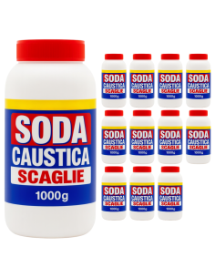 Detergente Soda Caustica A Scaglie 1 kg Idrossido Di Sodio 12 Pezzi