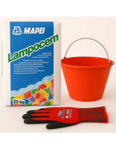Kit Ancoraggi Rapidi Riparazioni Cemento Rapido 25 Kg Guanti XL Secchio D 36 cm