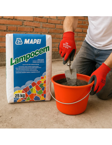 Kit Ancoraggi Rapidi Riparazioni Cemento Rapido 25 Kg Guanti XL Secchio D 36 cm