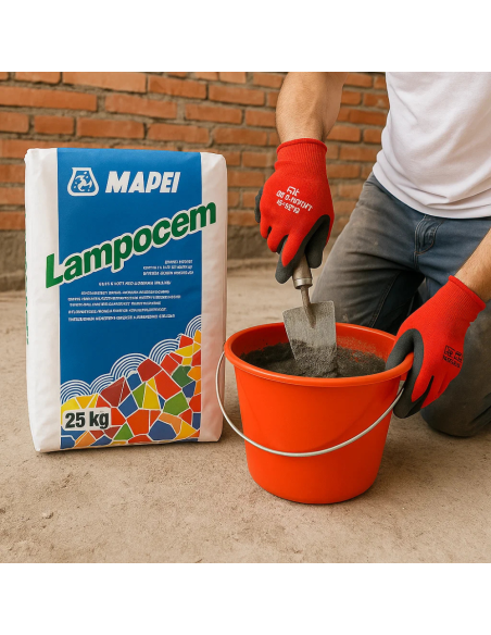 Kit Ancoraggi Rapidi Riparazioni Cemento Rapido 25 Kg Guanti XL Secchio D 36 cm