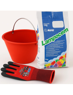 Kit Ancoraggi Rapidi Riparazioni Cemento Rapido 5 Kg Guanti XL Secchio D 36 cm