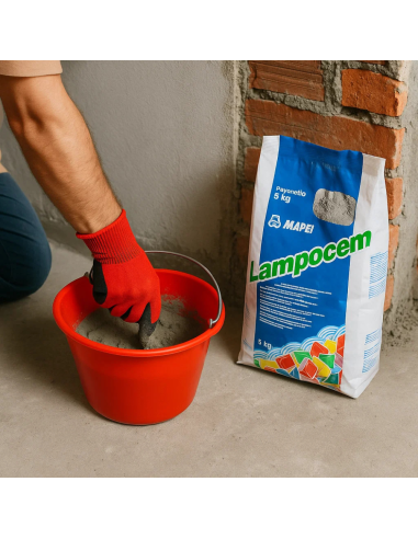 Kit Ancoraggi Rapidi Riparazioni Cemento Rapido 5 Kg Guanti XL Secchio D 36 cm