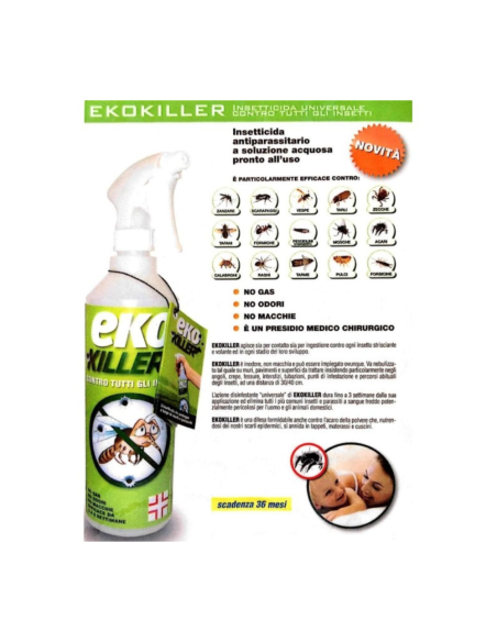 Insetticida Universale Parassiti Spray 750 ml Ekokiller (EvoKiller) 3 Pezzi PROCHIMICA - foto 3
