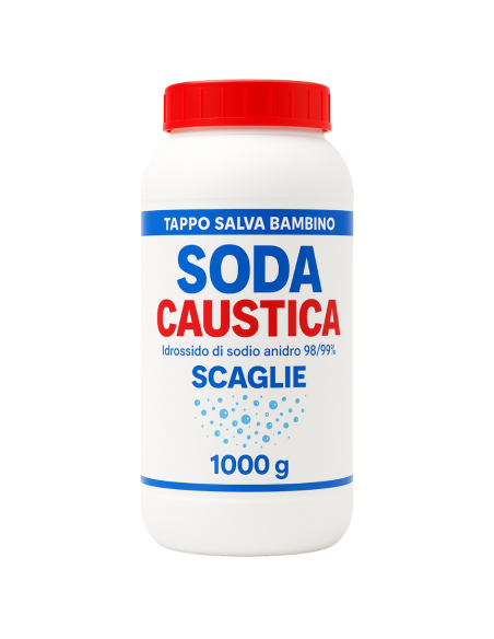 Soda Caustica in Scaglie Bianche di Idrossido di Sodio Formato 1 Kg 