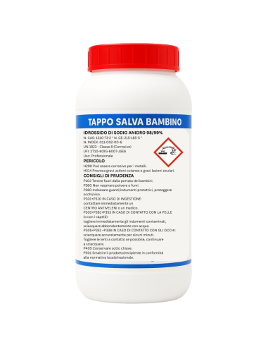 Soda Caustica in Scaglie Bianche di Idrossido di Sodio Formato 1 Kg 