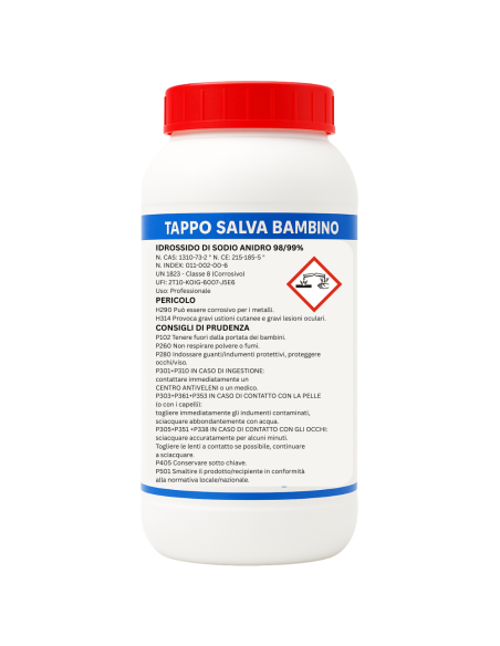 Soda Caustica in Scaglie Bianche di Idrossido di Sodio Formato 1 Kg 