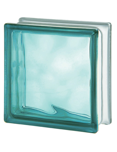 Vetromattone Ondulato Modello Pure Turchese 190 x 190 x 80 mm Confezione 6 Pezzi