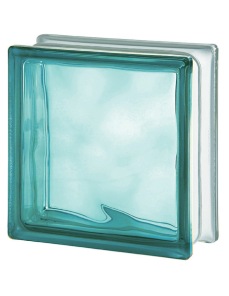 Vetromattone Ondulato Modello Pure Turchese 190 x 190 x 80 mm Confezione 6 Pezzi