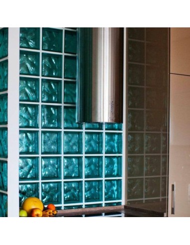 Vetromattone Ondulato Modello Pure Turchese 190 x 190 x 80 mm Confezione 6 Pezzi