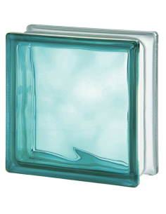 Vetromattone Effetto Ondulato Turchese 190 x 190 x 80 mm Confezione 6 Pezzi