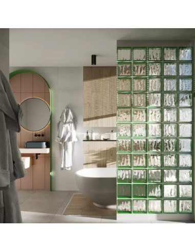 Vetromattone Ondulato Modello Pure Lime 190 x 190 x 80 mm Confezione 6 Pezzi