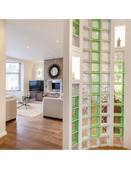 Vetromattone Ondulato Modello Pure Lime 190 x 190 x 80 mm Confezione 6 Pezzi