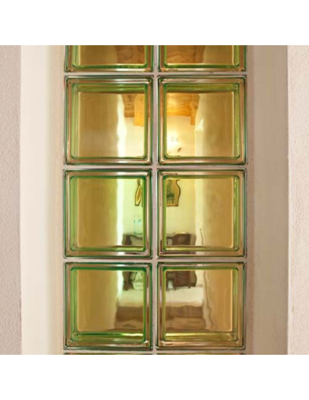 Vetromattone Ondulato Modello Pure Lime 190 x 190 x 80 mm Confezione 6 Pezzi