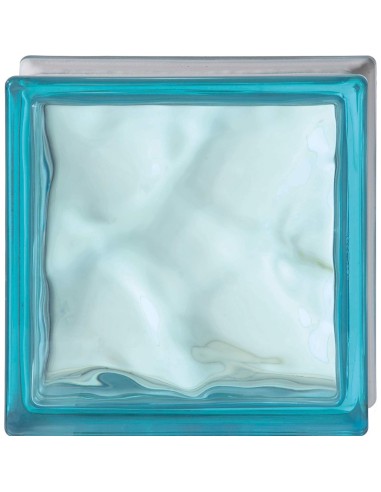 Vetromattone Ondulato Modello Pure Azzurro 190 x 190 x 80 mm Confezione 6 Pezzi